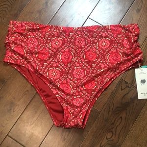 NEW NWT RHODE High rise medium coverage red bikini bottoms size 2X floral print